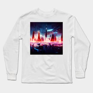 Cyberpunk City at Night Long Sleeve T-Shirt